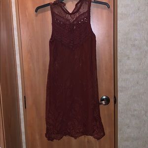 Fun maroon loose fitting lace top dress
